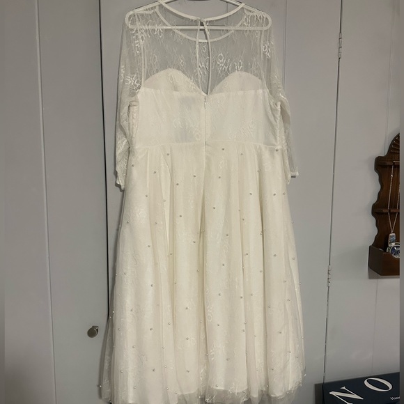 Torrid White Lace Tea Length Wedding Dress - Picture 3 of 6